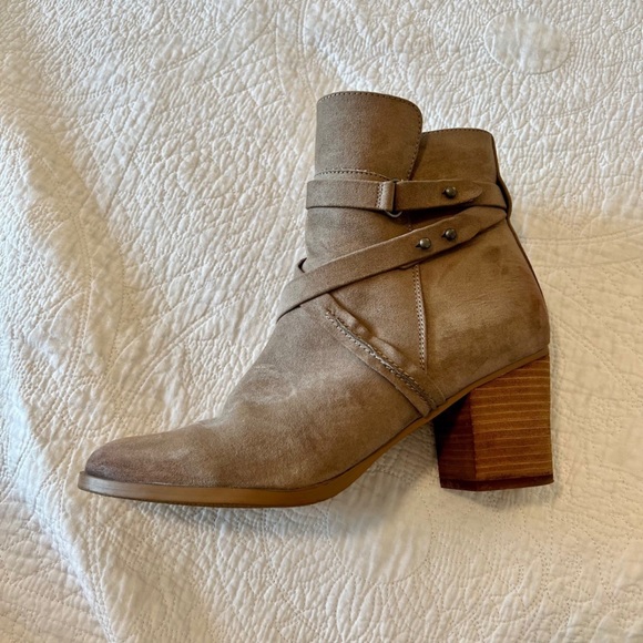 Suede Taupe Ankle Booties - Picture 3 of 4